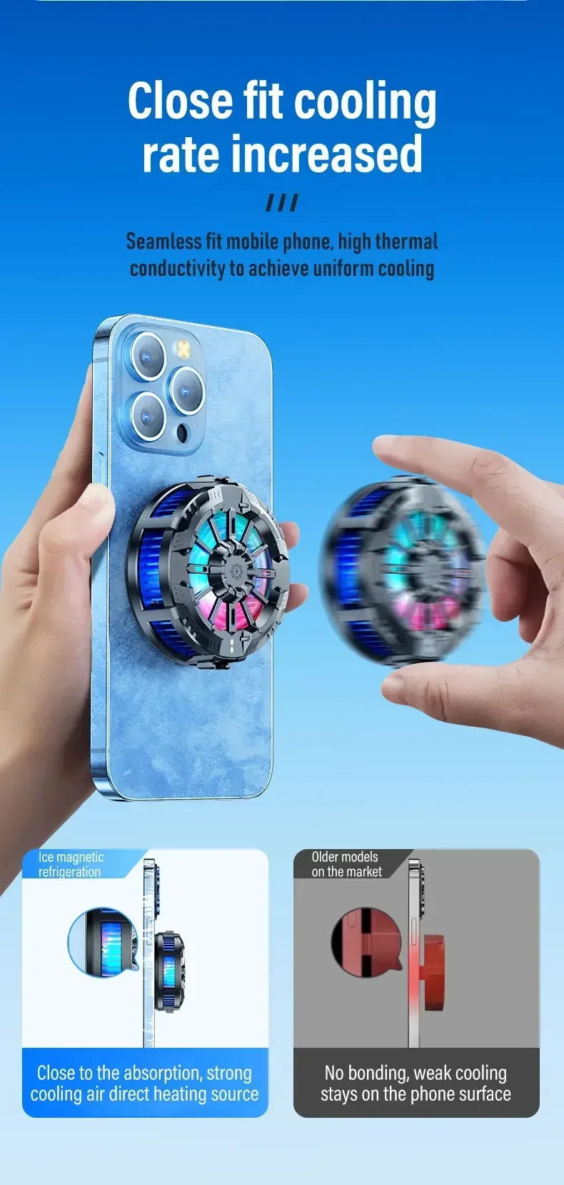 Cooling Magnetic Wireless Chargers Universal Mobile Phone Radiator Back Clip Fan for IPhone 17 16 15 13Pro Max Samsung Xiaomi