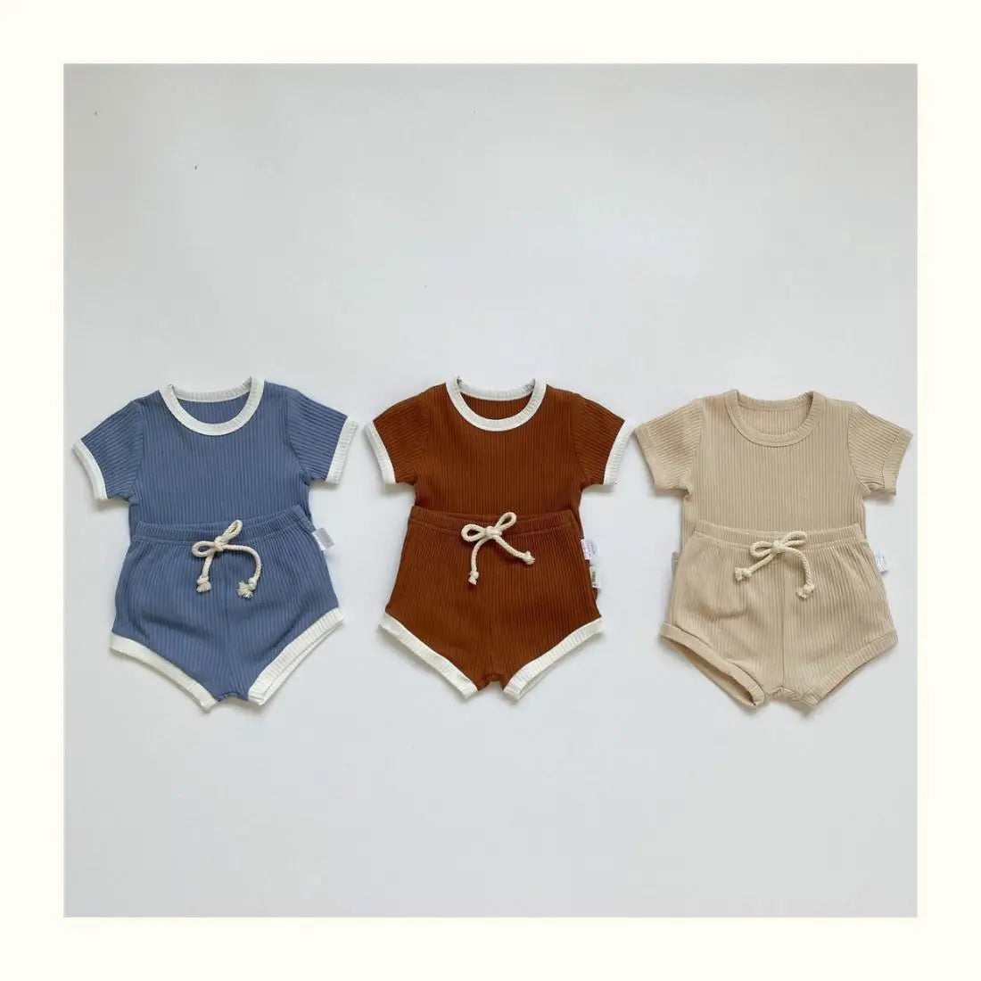 Summer 2 Pieces Toddler Infant Kid Baby Boy Clothes Sets Soft Short Sleeve T-shirt Tops Striped Shorts Summer Outifts Clothing