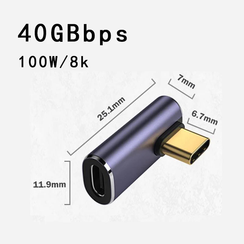 USB4.0 40Gbps U-Shape Straight Angle 240W 5A USB C to Type C Fast Charging Converter USB C Data Adapter For Macbook 8K60HZ