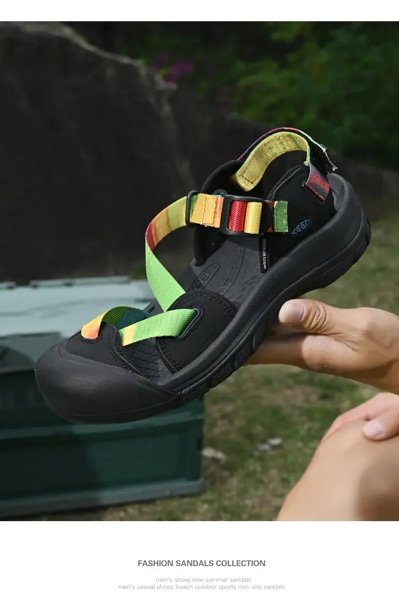 Summer New Handmade  Sandals Leisure Beach Shoes For womens  Outdoor Wading Shoes Man Breathable Casual Anti-collision Toe Flats