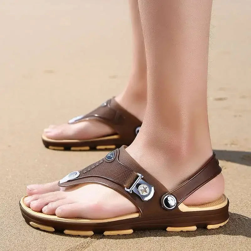 Summer Sandals Men Slippers Outdoor Beach Casual Shoes Zapatos De Hombre Indoor Durable Anti Slip Peep Toe New
