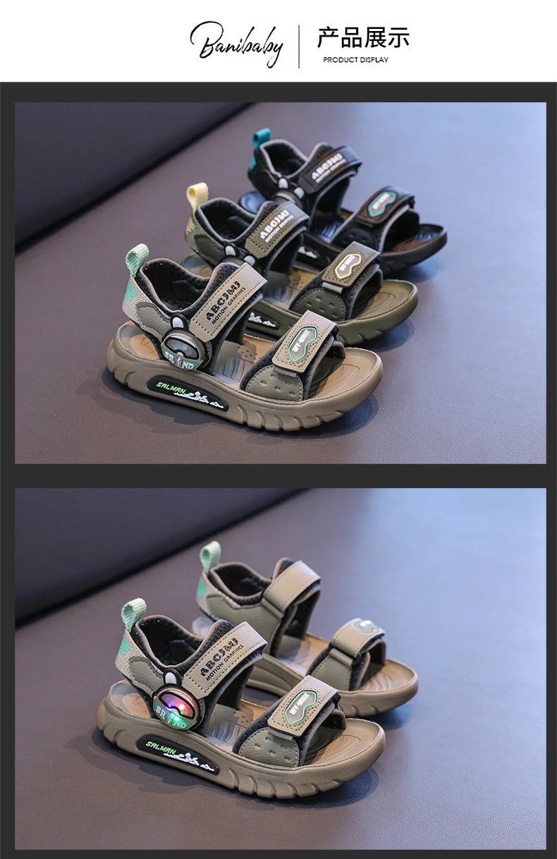 Summer Sandals for Boys Casual Beach Shoes Breathable Sport Sandals Comfortable Soft Sole Kids Shoes Fashion Non-slip Sandalias