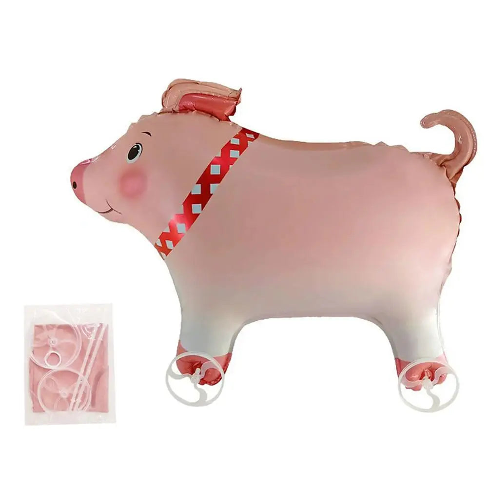 1pc Cartoon Animal Ballons With Wheels Outdoor Yard Walking Balloons Party Decor Props Photo Gifts Baby Shower Toy Kids Birthday