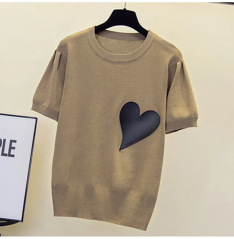 Spring Summer New Fashion Cashmere Sweater Women Knitted Short Sleeve Pullover Women Sweter Loose O-Neck Korean Version Tops