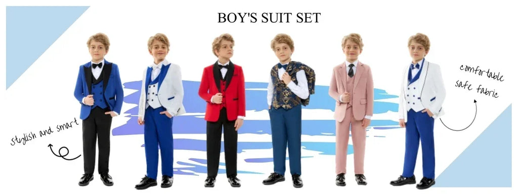 Navy Boys Formal Suits 4 Pieces Wedding Ring Bearer Outfit Classic Peak Lapel Kids Suit Set For Birthday Party Plus Size Tuxedo