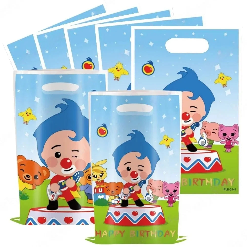 Catoon Clown Birthday Party Decoration Cute Tableware Cup Plate Balloon Banner Backdrop Gift Bag Favors for Kids Baby Supplies