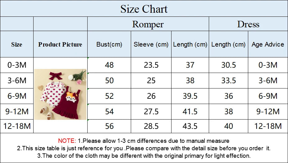 Prowow Cute Fox Baby Dresses For Girls Heart Print Romper+Suspender Fox Dress For Girls Fall Winter Newborn Baby Girl Clothes