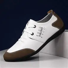 2026 Men Shoes Leisure Leather Shoes for Men White Footwear Summer Trend Breathable Soft Casual Sneakers British Peas Shoes