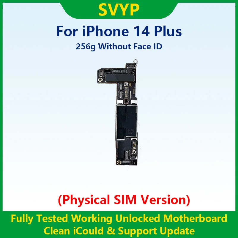Fully Tested Authentic Mainboard For iPhone 14 Pro Max Unlocked Motherboard With Face ID Cleaned iCloud Physics SIM Version