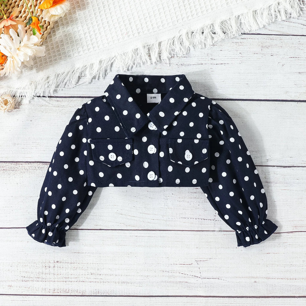 Prowow 3-24M Infant Baby Dresses Polka Dots Coat Jacket+Sleeveless Princess Mesh Dress Newborns Cute Baby Clothes Outfit Sets