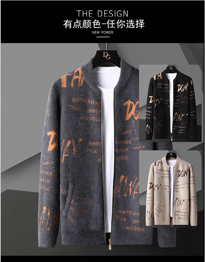 Autumn Fashion Knit Striped Cardigan Jacket Men Korean Sweaters Coat Men Clothing Designer Letter Cardigan Men Sweter De Hombre