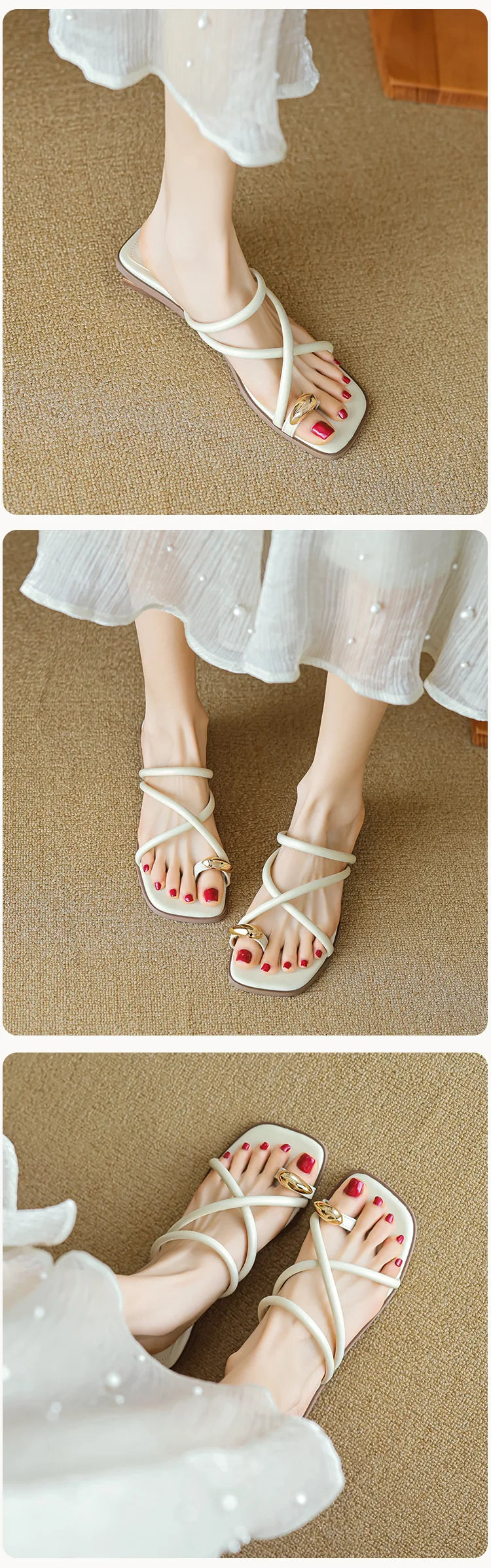 Women's summer sandals for outdoor wear2026New low-heeled women's slippers