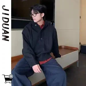 Pullover Sweater Jacket Men's Autumn and Winter American Retro Hooded Korean Style Wear