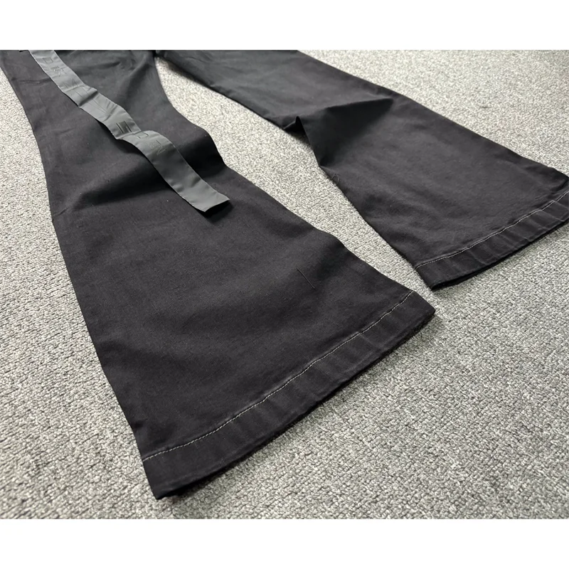 High Street RO Style Denim Pants Men's 24SS Basic Elastic Black Ribbon Loose Flared Streetwear Casual Jeans Pants Men Clothing