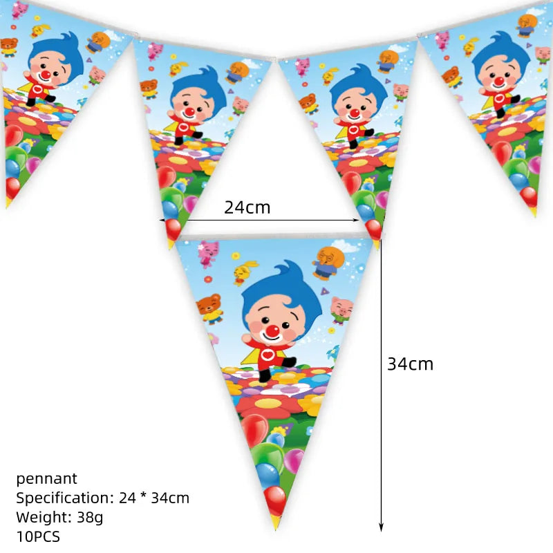 Catoon Clown Birthday Party Decoration Cute Tableware Cup Plate Balloon Banner Backdrop Gift Bag Favors for Kids Baby Supplies