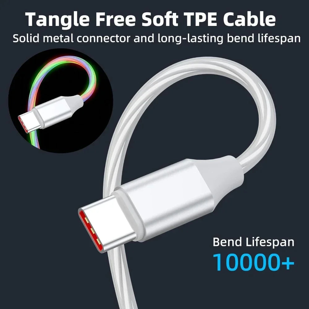 LED PD 60W USB Type C to USB C Cable for iPhone 15 Pro Max Xiaomi Huawei  Fast Charging Charger Data Cable USB-C Cable 1m 2m