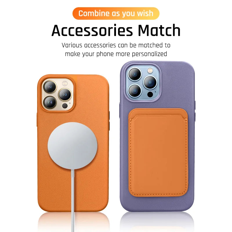 Luxury Leather Case For iPhone 15 14 13 Pro Max Plus Mini For Magsafe Magnetic Wireless Charging With Animation Phone Accessorie