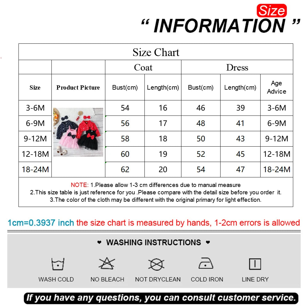 Prowow 3-24M Infant Baby Dresses Polka Dots Coat Jacket+Sleeveless Princess Mesh Dress Newborns Cute Baby Clothes Outfit Sets