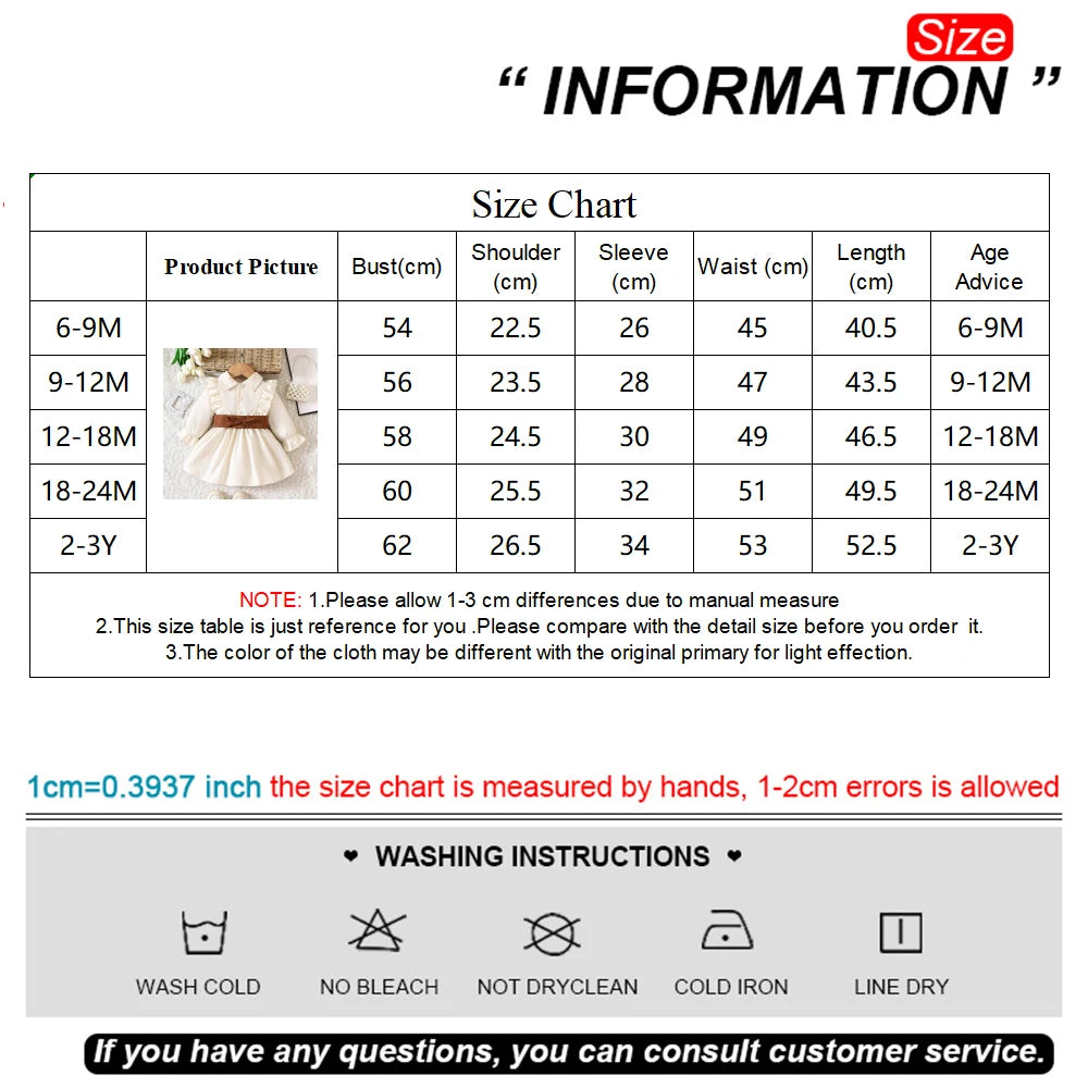 Prowow Baby Dresses Long Sleeve Beige Turn-Down Collar Shirt Dress With Waist Tape 2pcs Sets Newborn Toddler Girls Clothes
