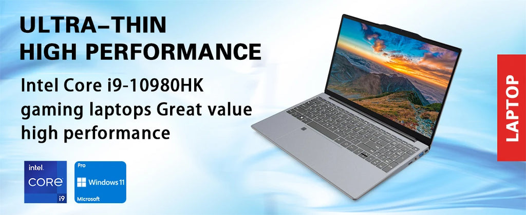 15.6" Laptop Windows 11 Core i9-10980HK Computer PC Gamer 16GB RAM Notebook Laptops Fingerprint Unlock Backlight Study Computer