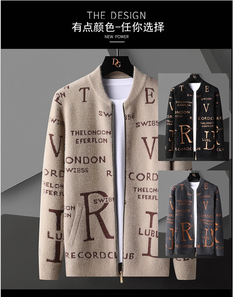 Autumn Fashion Knit Striped Cardigan Jacket Men Korean Sweaters Coat Men Clothing Designer Letter Cardigan Men Sweter De Hombre