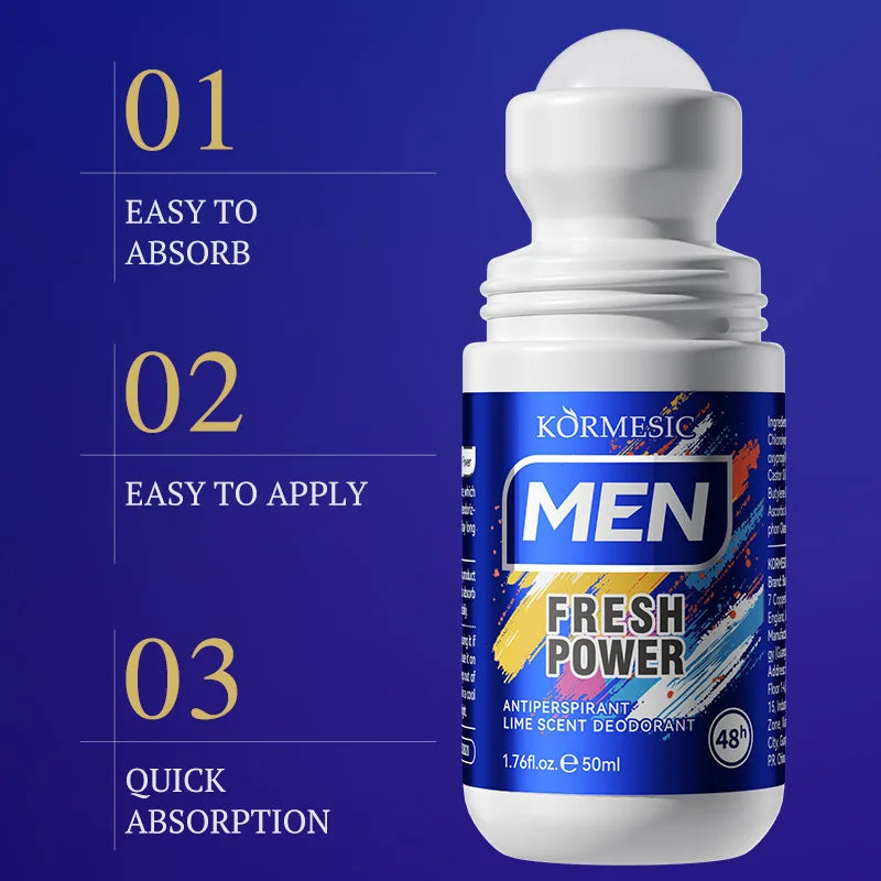 Deodorant for Men Roll-on Sweating Odor Remover Underarm Body Deodorant Roll On Package Fast Dry Lasting Portable Refresh 50ml