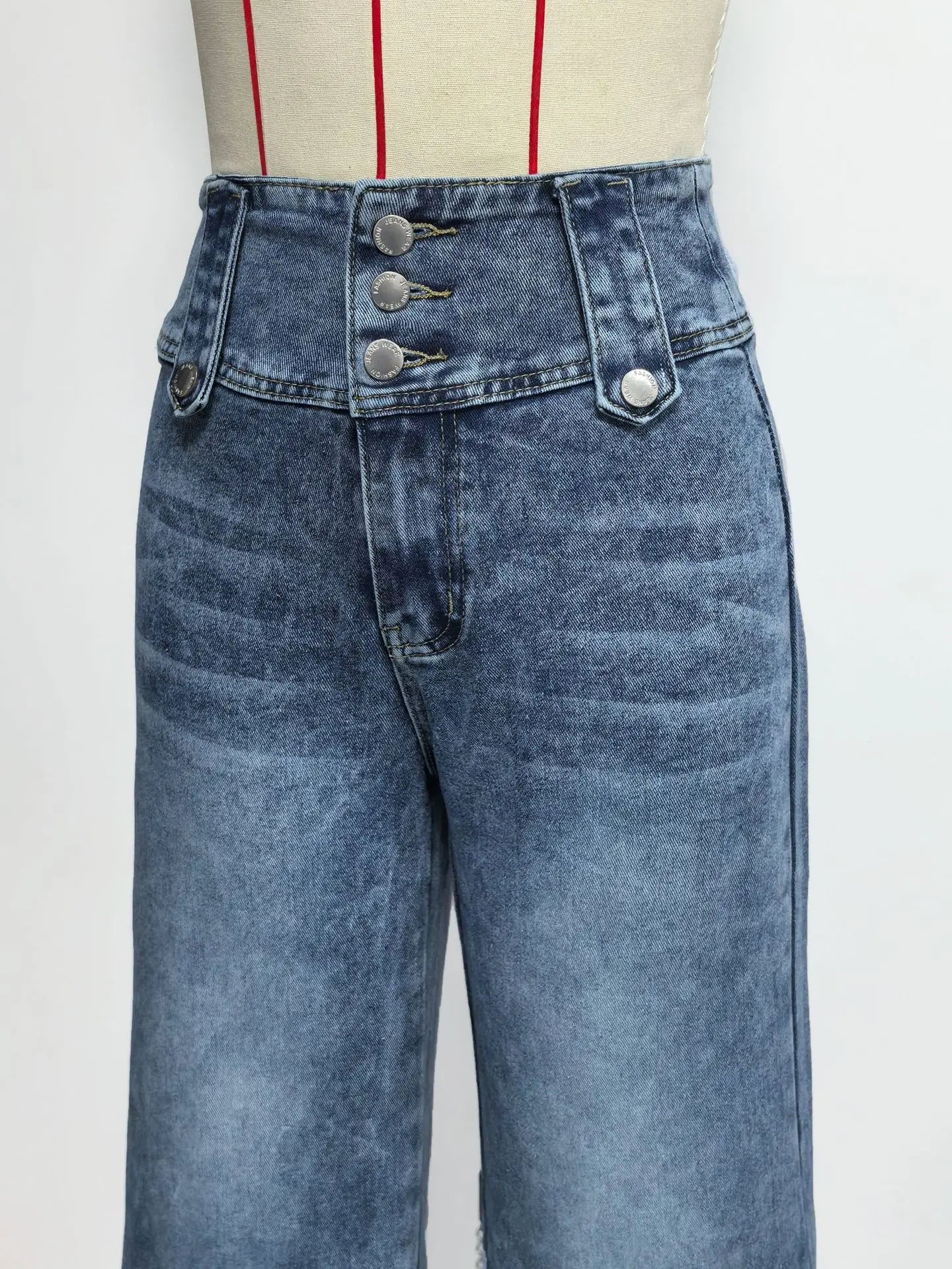 2026 Casual Jeans Pant Pantalones High Waist Wide Leg Trouser Women's Clothing Retro Street Style All-match Buttons Slit Fashion