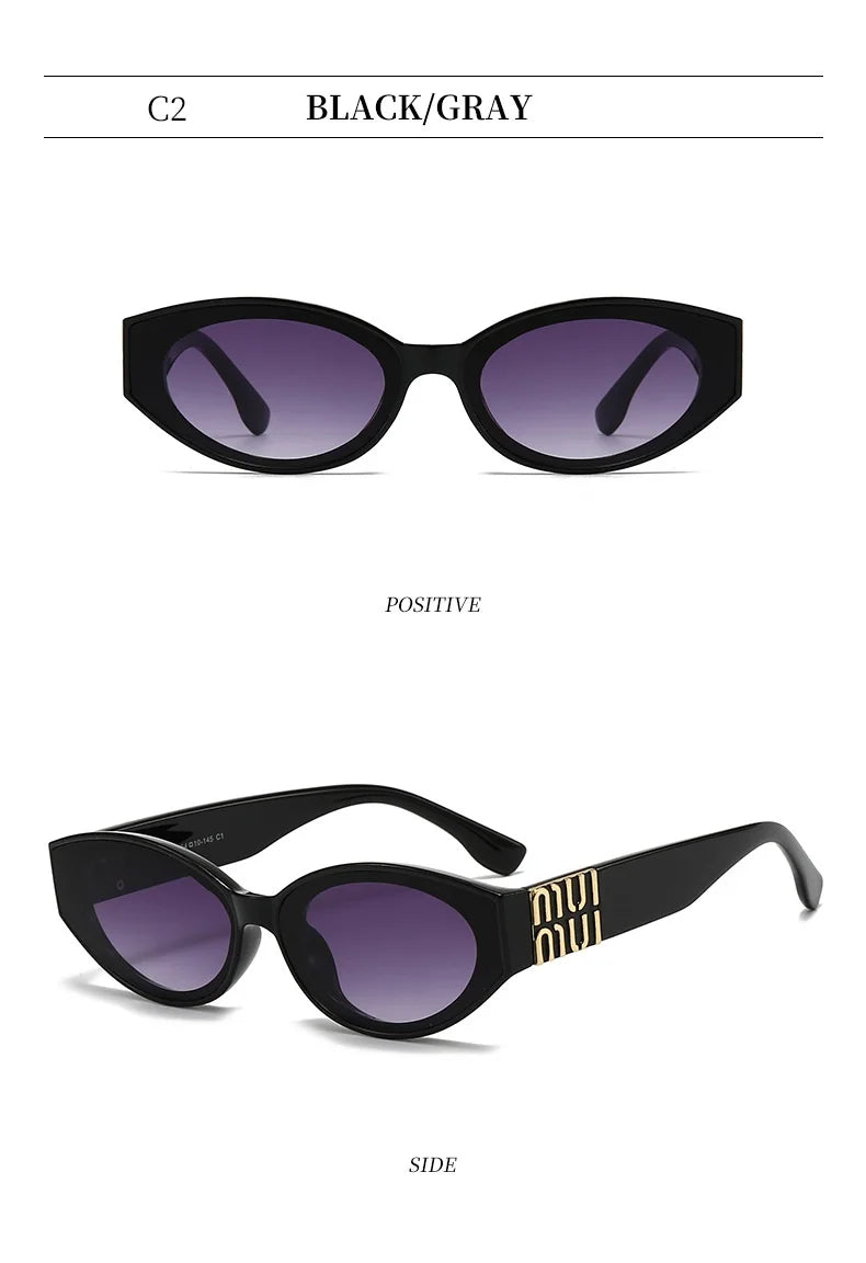 Luxury Fashion MM Sunglasses Brand For Men And Women Oval Minimalist Gradient Lens Glamour Unisex Sun Glasses UV400