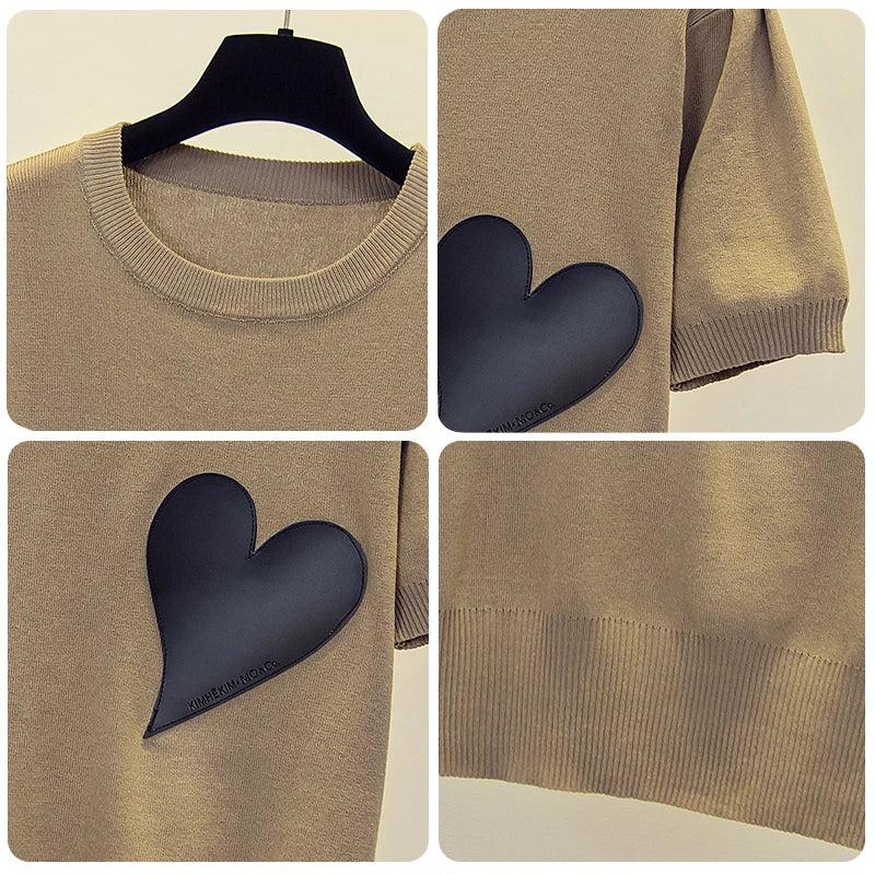 Spring Summer New Fashion Cashmere Sweater Women Knitted Short Sleeve Pullover Women Sweter Loose O-Neck Korean Version Tops