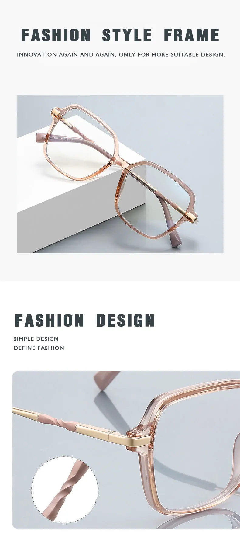 KANSEPT Square Large Frame Women's Glasses Anti-Blue Light Reading Glasses Customizable Prescription Luxury Mens Lenses to Read