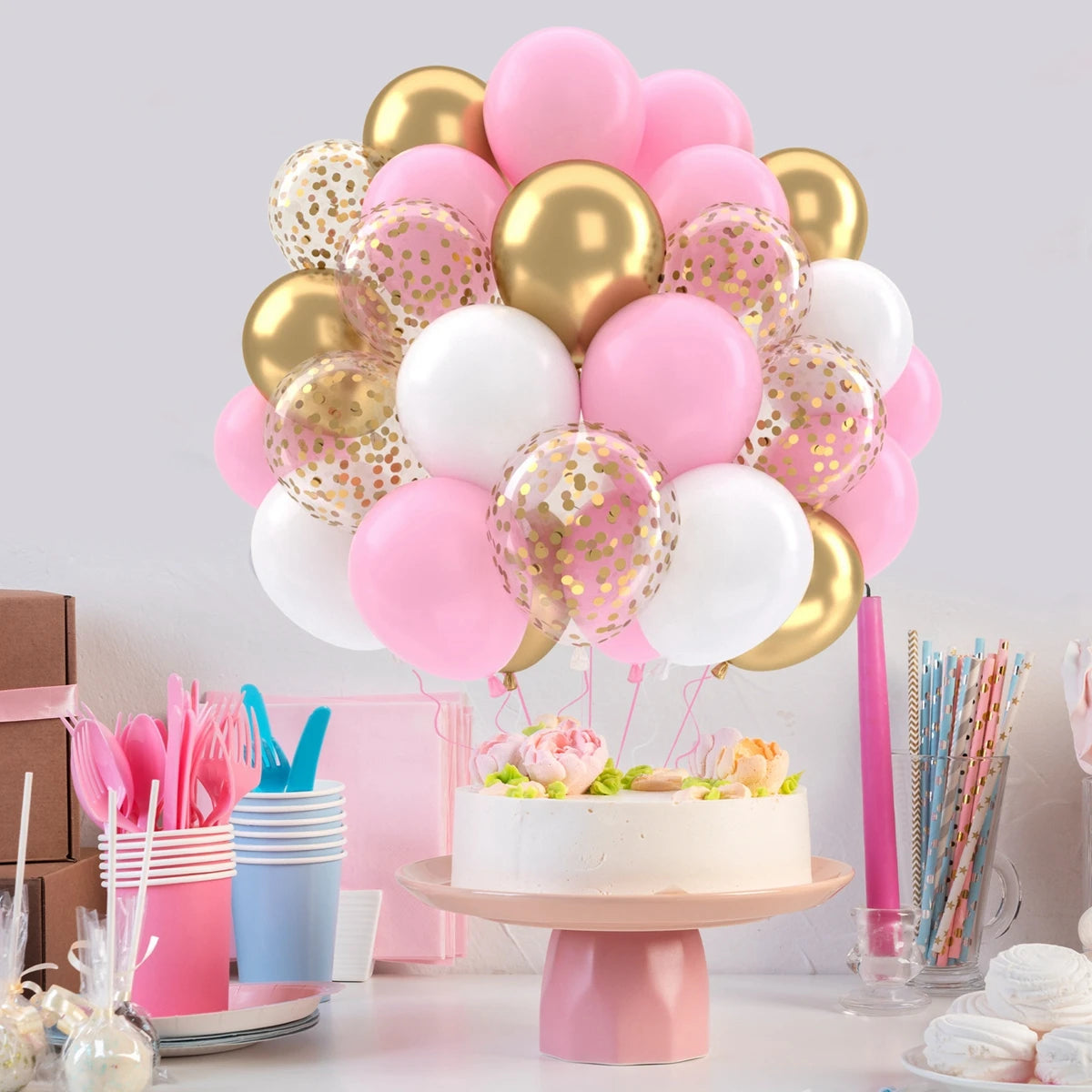 31/36/37/51/101Pcs Metallic Balloons Pearl Latex Balloon Gold Confetti Balloons for Birthday Weddings Baby Shower Party Decor