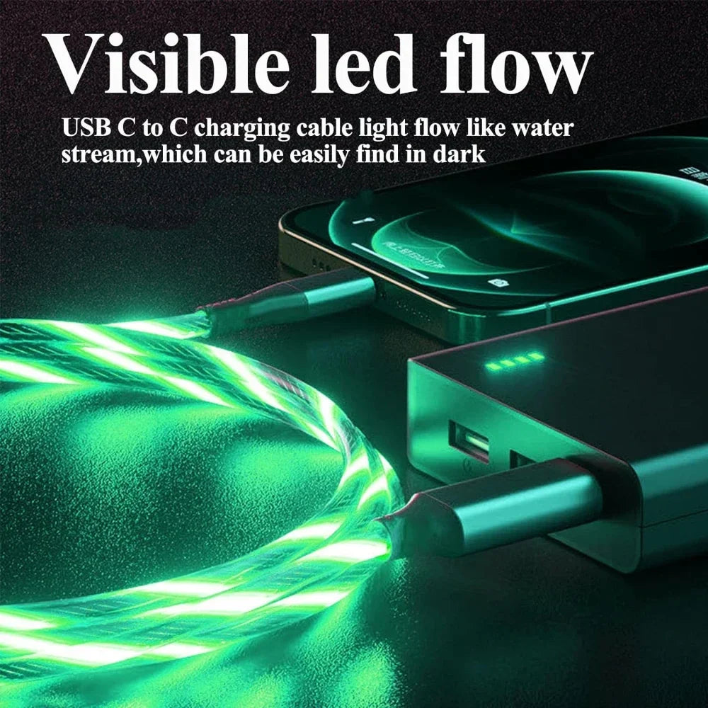 LED PD 60W USB Type C to USB C Cable for iPhone 15 Pro Max Xiaomi Huawei  Fast Charging Charger Data Cable USB-C Cable 1m 2m
