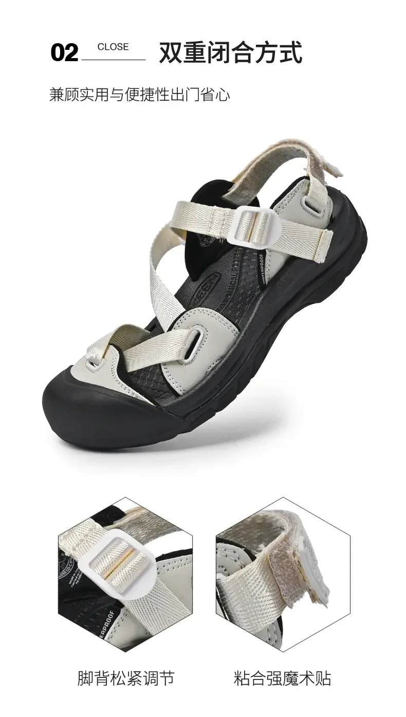 Summer New Handmade  Sandals Leisure Beach Shoes For womens  Outdoor Wading Shoes Man Breathable Casual Anti-collision Toe Flats