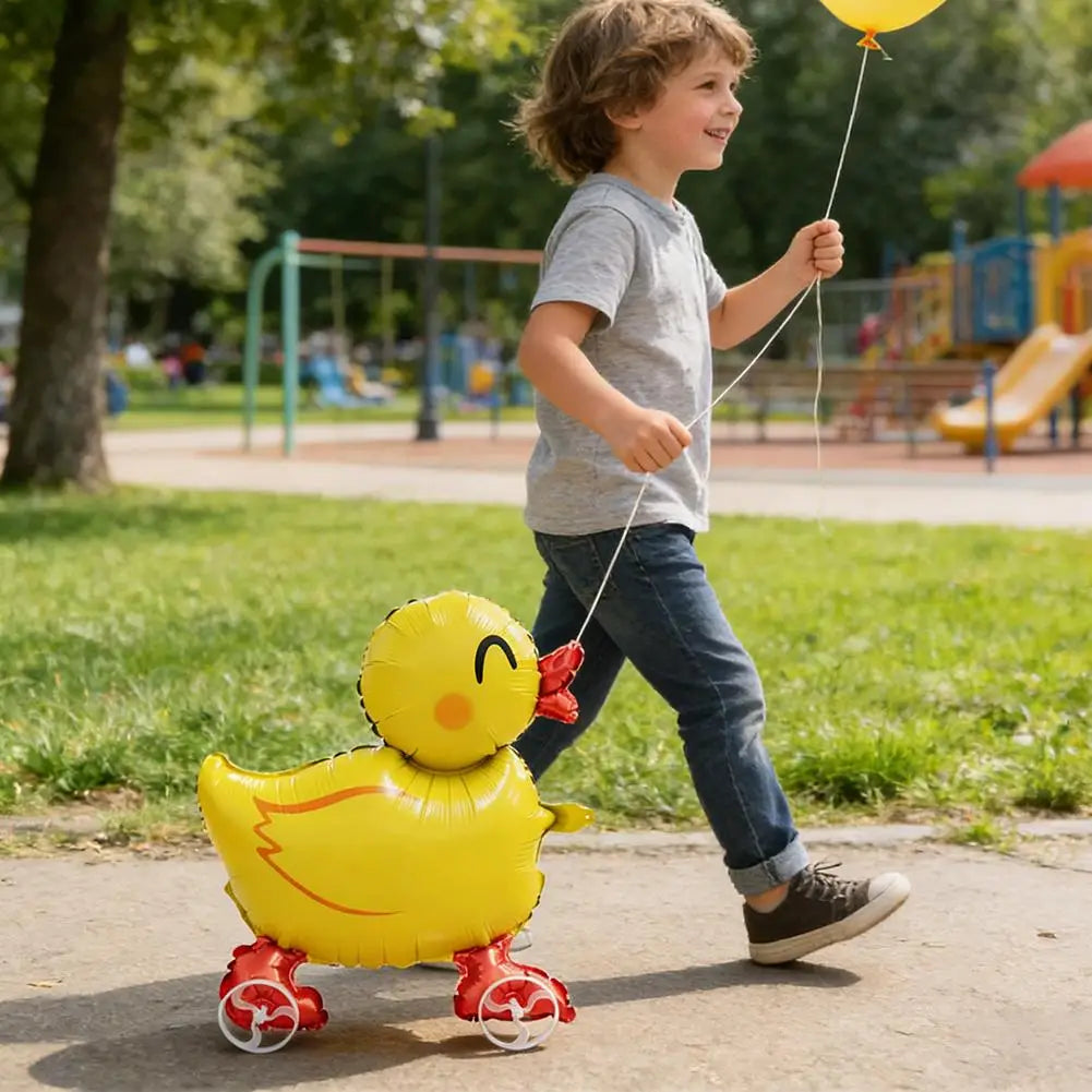 1pc Cartoon Animal Ballons With Wheels Outdoor Yard Walking Balloons Party Decor Props Photo Gifts Baby Shower Toy Kids Birthday