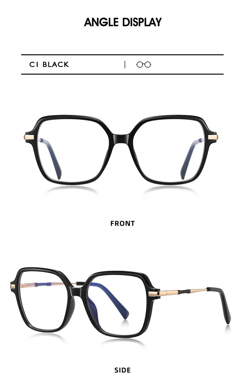 KANSEPT Square Large Frame Women's Glasses Anti-Blue Light Reading Glasses Customizable Prescription Luxury Mens Lenses to Read
