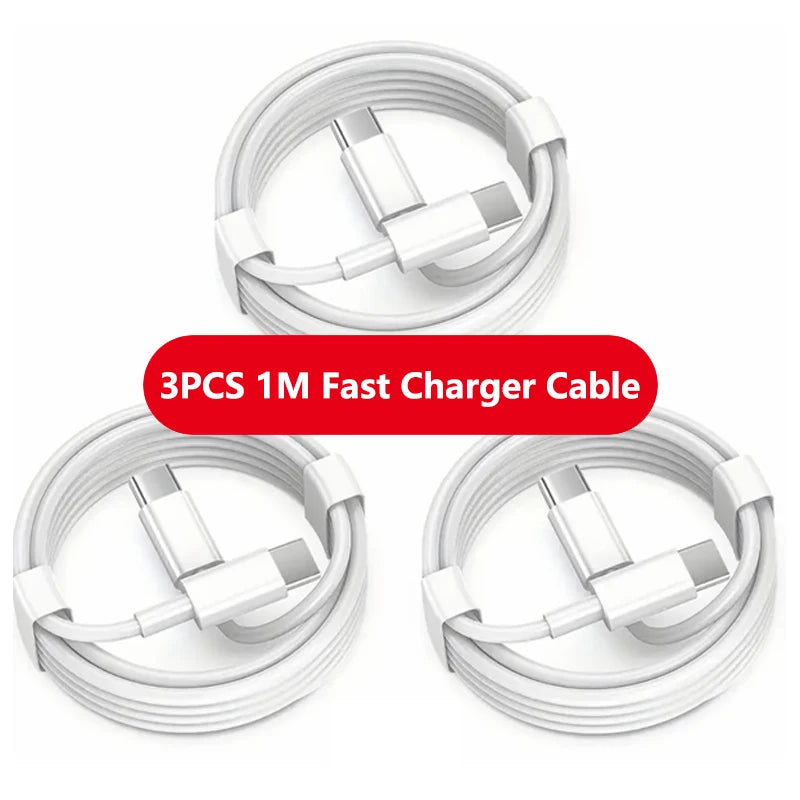 1-3pcs 120W PD USB-C to USB C Fast Charger Cable For Apple iPhone 17 Pro Max 16 15 Plus 14 13 12 11 X XS Type C Quick Charging