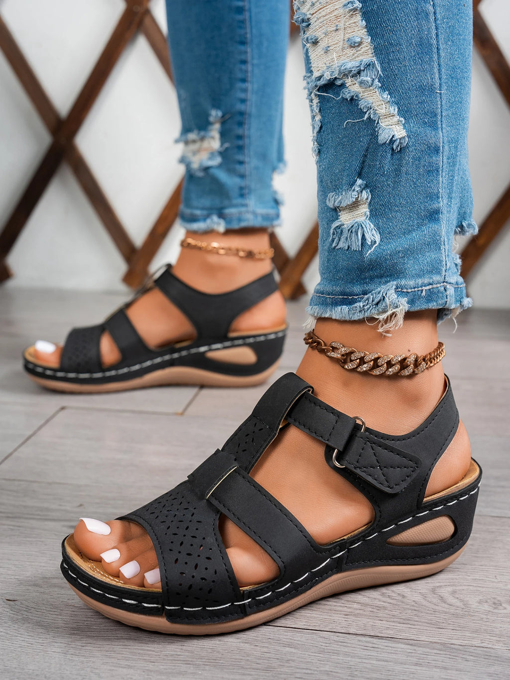 Summer Wedge Sandals for Women 2026 New Fashion Non Slip Beach Shoes Woman Lightweight Casual Platform Plus Size Sandals Women