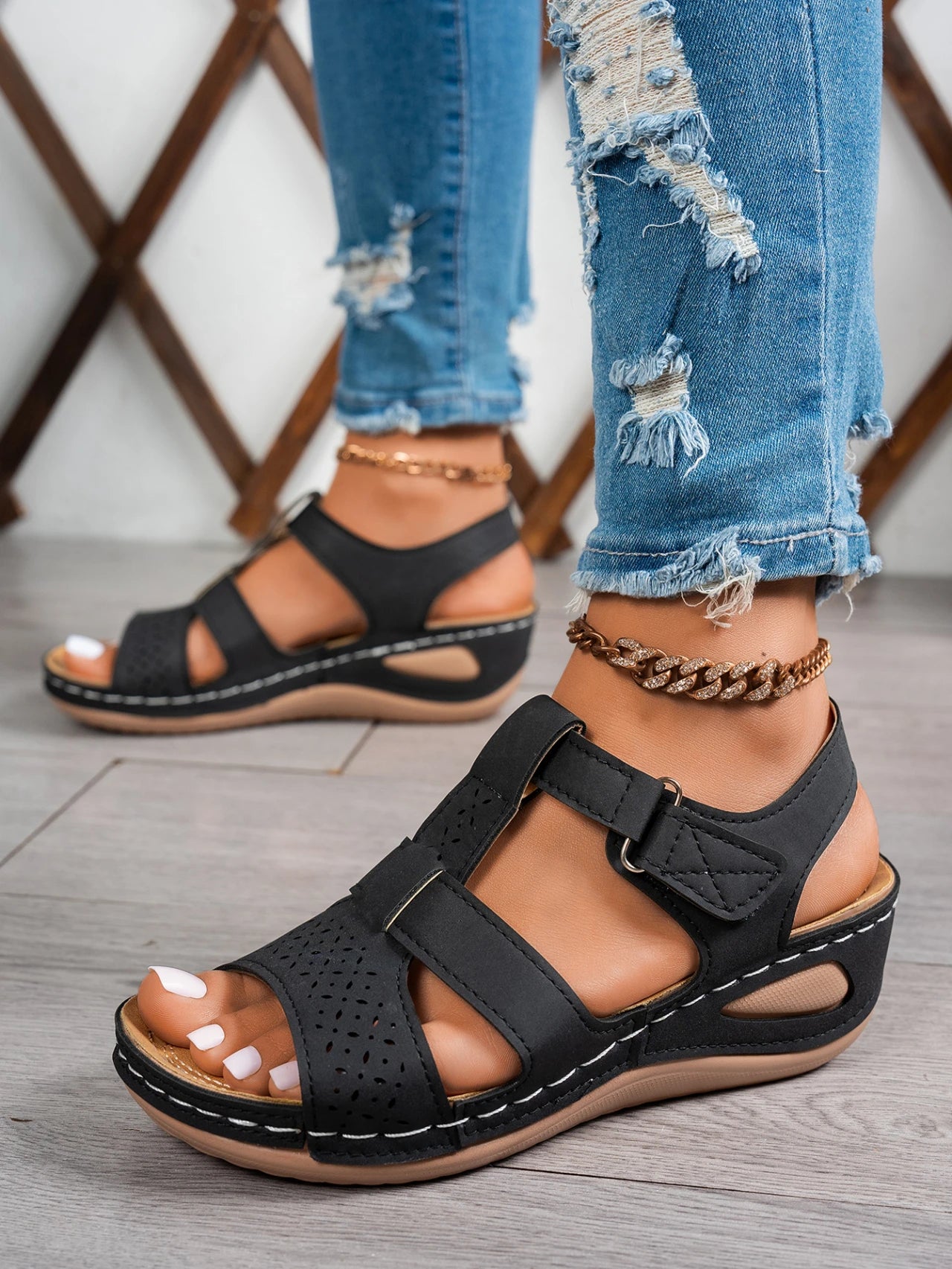 Summer Wedge Sandals for Women 2026 New Fashion Non Slip Beach Shoes Woman Lightweight Casual Platform Plus Size Sandals Women