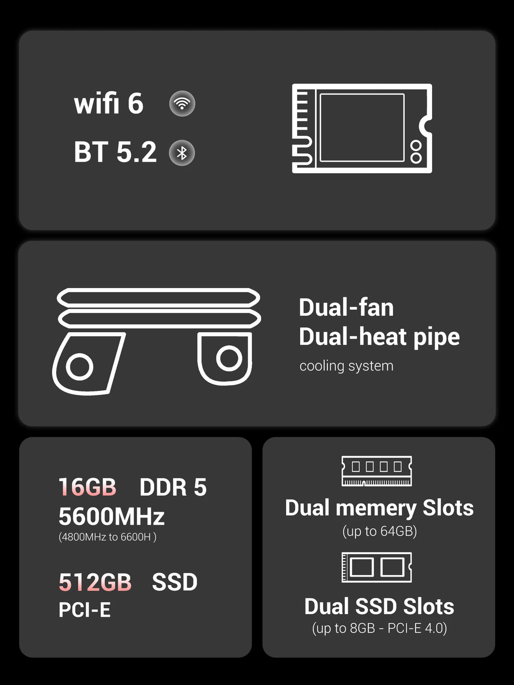FIREBAT U6B 16 Inch Laptop Ryzen7 H255 CPU DDR5 16GB RAM 512GB ROM 2.5K 120Hz Windows11 Wifi6 BT5.2 Gamer Bussiness Notebook