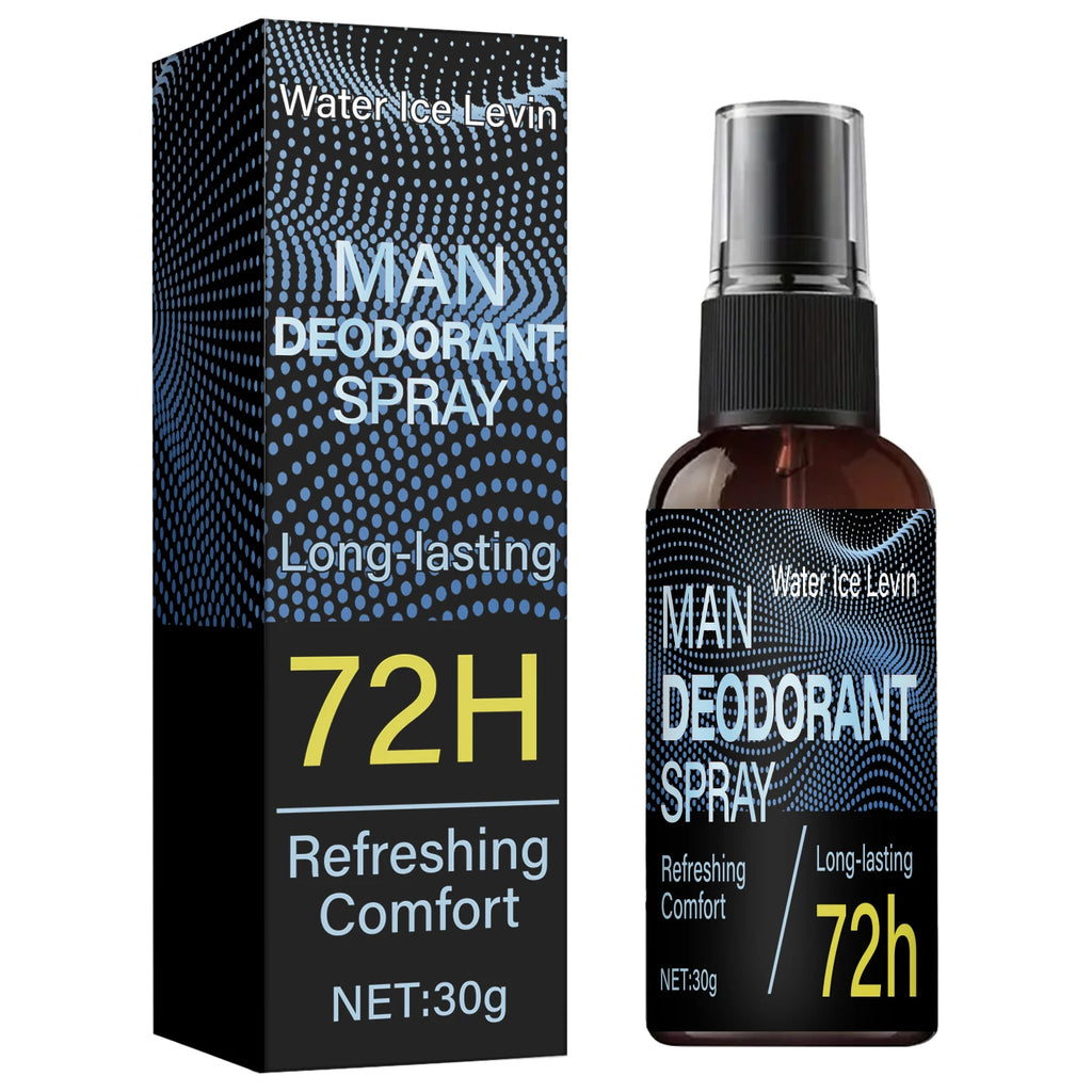 Men Deodorant Spray. 72h Long Lasting Odor Control. Moisturizes Skin Comfort Refresh. Strong Effective Formula. 30g Net.