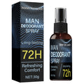 Men Deodorant Spray. 72h Long Lasting Odor Control. Moisturizes Skin Comfort Refresh. Strong Effective Formula. 30g Net.