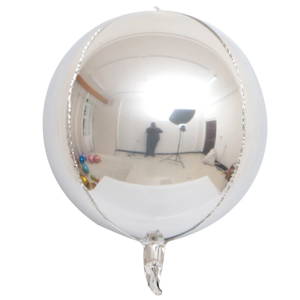 10/5Pcs Metal Silver Gold 4D Round Foil Balloon Mylar Balloons for Birthday Wedding New Year Baby Shower Party Decorations