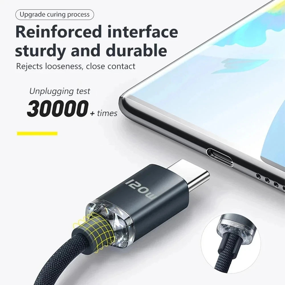 NNBILI USB C to Type C Cable PD 120W 6A Phone Charging Wire For iPhone 15 Xiaomi 14 Fast Charge USB A to USB C Quick Data Cord
