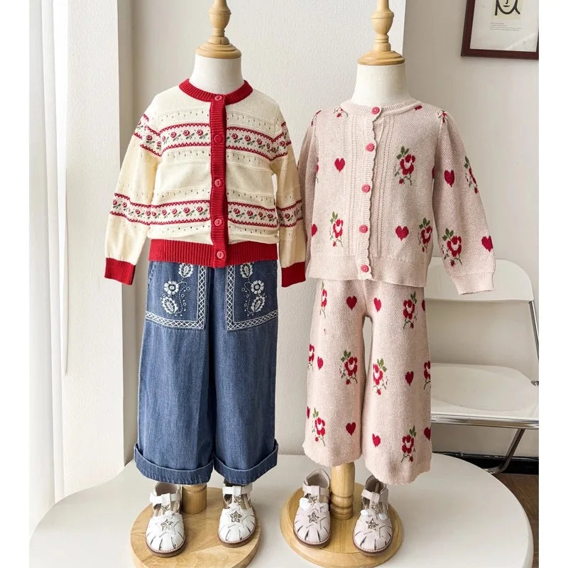 Knitted Sweater FL Brand Christmas Winter Baby Dresses Cardigan Toddler Girls Clothes Casual Dress Long Sleeve Tops and Pants