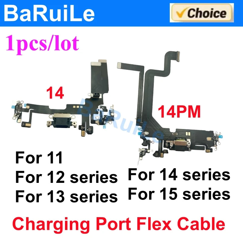 1pcs USB Charging Charger Port Flex For iPhone 11 12 13 14 Pro Max Dock Connector Microphone Headphone Audio Jack Flex Cable