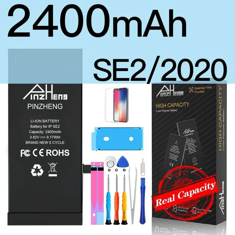 PINZHENG Real High Capacity Battery For iPhone 8 Plus SE 5S 6 6S 7 X Xr Xs Max Phone Replacement Batteries Warranty One Year