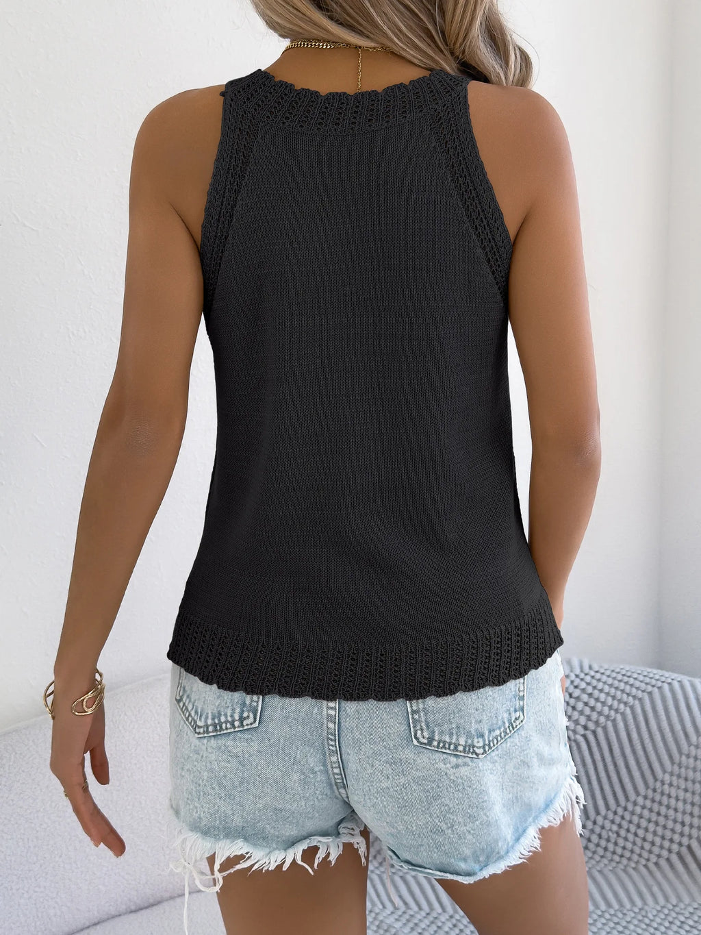 VigoCasey 2026 Lady Summer Sexy Bodycon Top Women Solid Hollow Knit Vest Female Off Shoulder Sleeveless Casual Club Tops Clothes