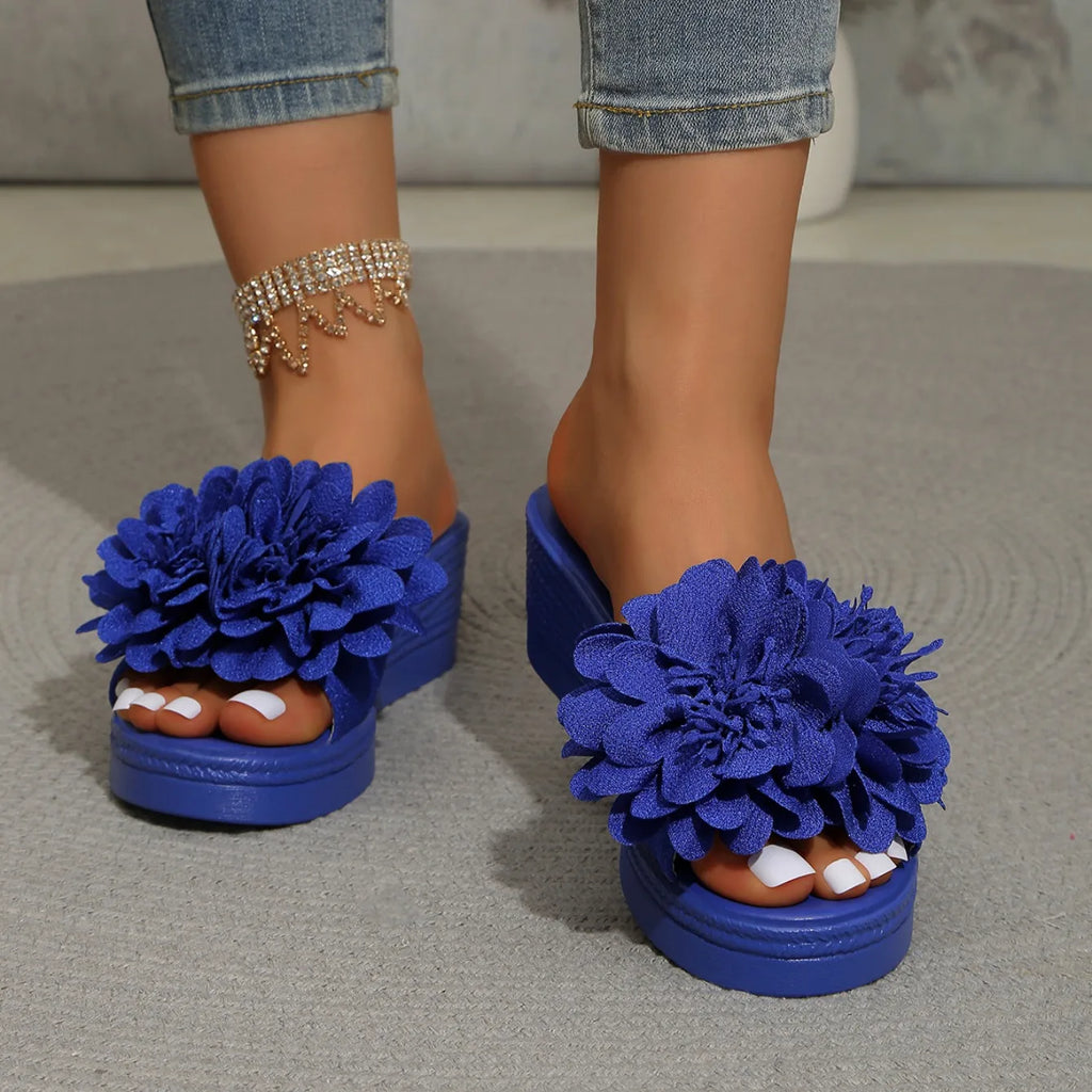 Summer Women Sandals Lightweight Slip on Shoes Women Platform Female Sandals Fashion Flower Hollow Wedge Beach Shoes for Women