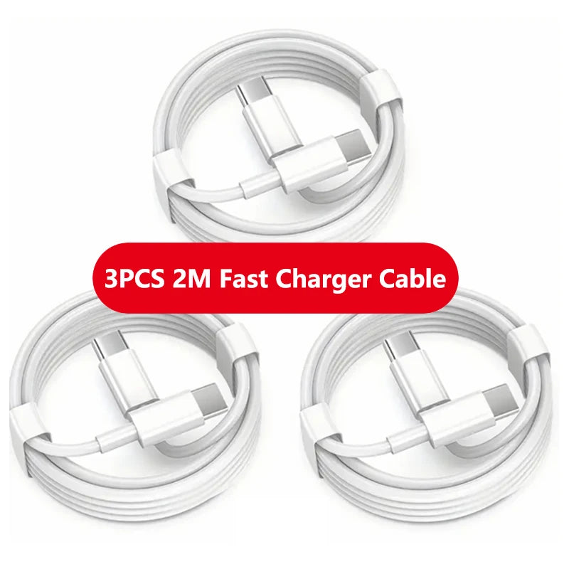 1-3pcs 120W PD USB-C to USB C Fast Charger Cable For Apple iPhone 17 Pro Max 16 15 Plus 14 13 12 11 X XS Type C Quick Charging