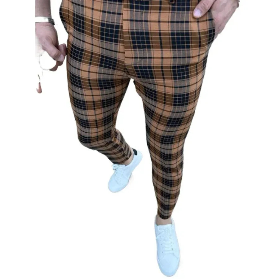 2026 Men's Plaid Print Suit Pants Fashion New Business Casual Trousers Streetwear Male Slim Fit Pencil Pants Pantalones Hombre
